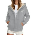 thumbnail image 3 of Womens Jacket Zip Up Hooded Hoodie Winter Warm Soft Thermal Jackets Coats Outdoor Sports Pullover with Pockets Womens Trench Coat Light Gray XXXL, 3 of 4