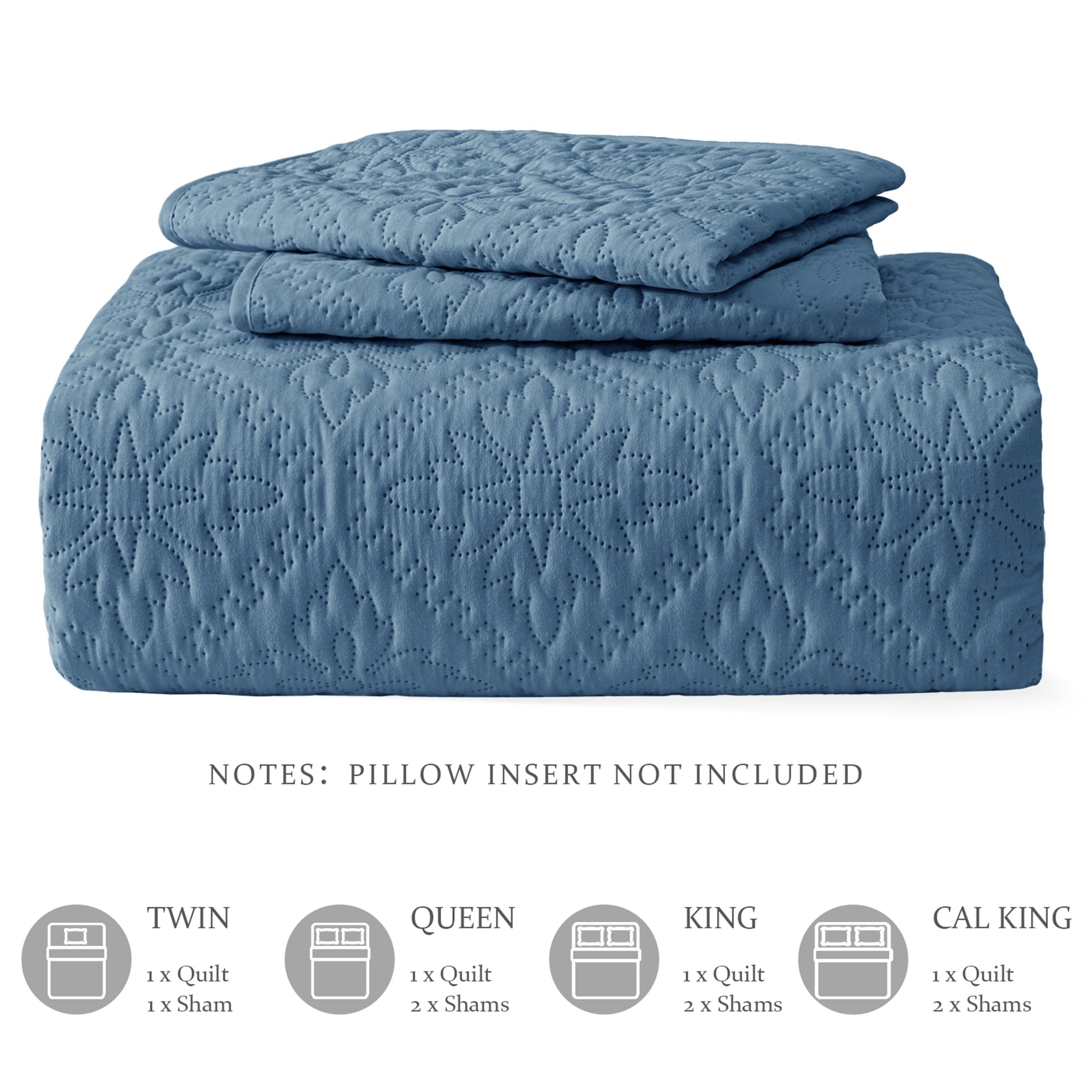 Exclusivo Mezcla Queen Quilt Bedding Set, Lightweight Soft Bedspreads Coverlets with 2 Pillow Shams, Modern Bluish Grey Quilts Queen Full Size for All Seasons