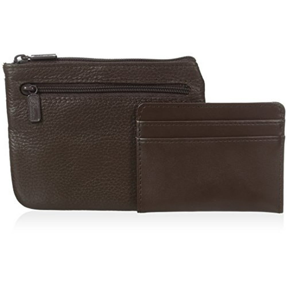 Buxton Men's Large ID Coin/Card Case Wallet, Chocolate Brown, One