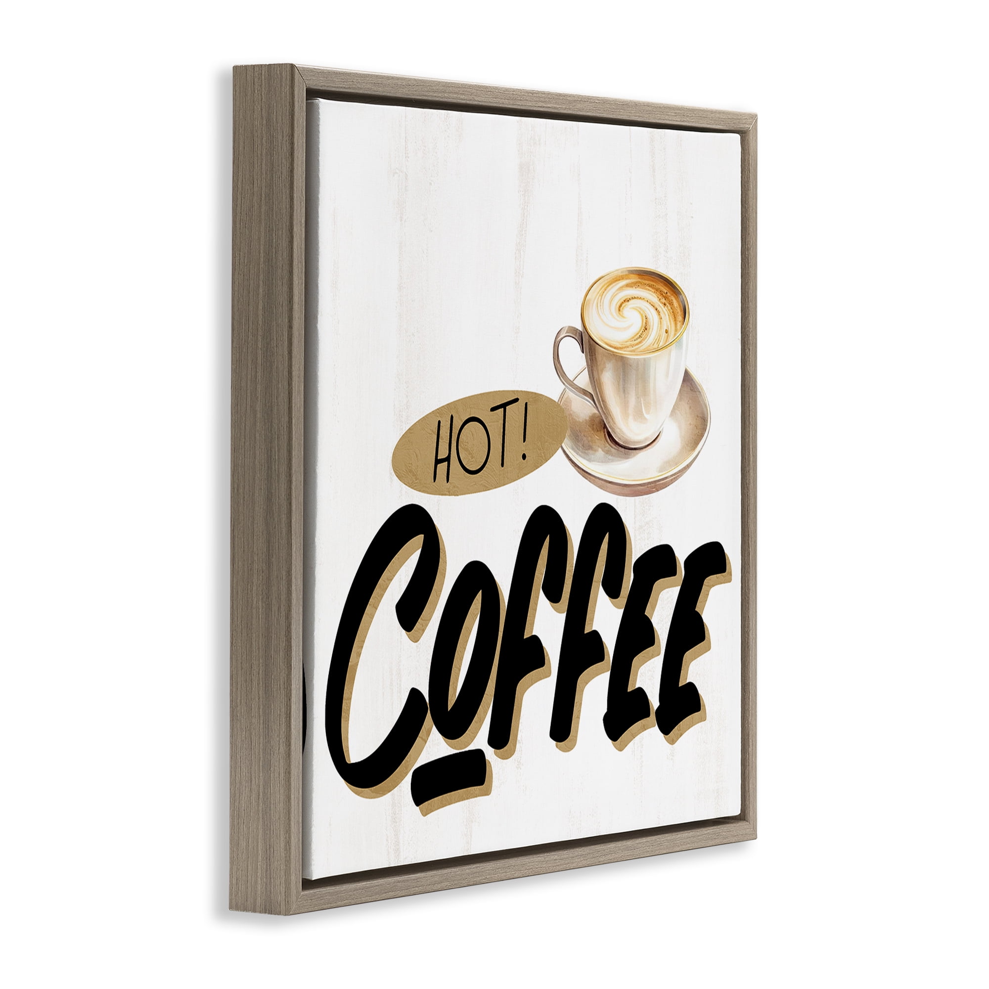 Stupell Industries Retro Fresh Hot Coffee Brown Framed Floater Canvas Wall Art, design by Kim Allen