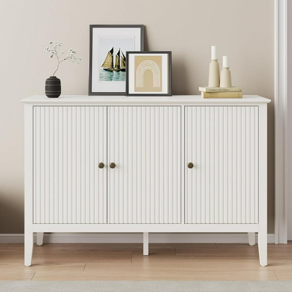 RoyalCraft Buffet Cabinet with Storage, 47" Fluted Sideboard Cabinet with 3 Doors & Adjustable Shelf, Modern Accent Coffee Bar Console Table for Kitchen, Entryway, Dining Room