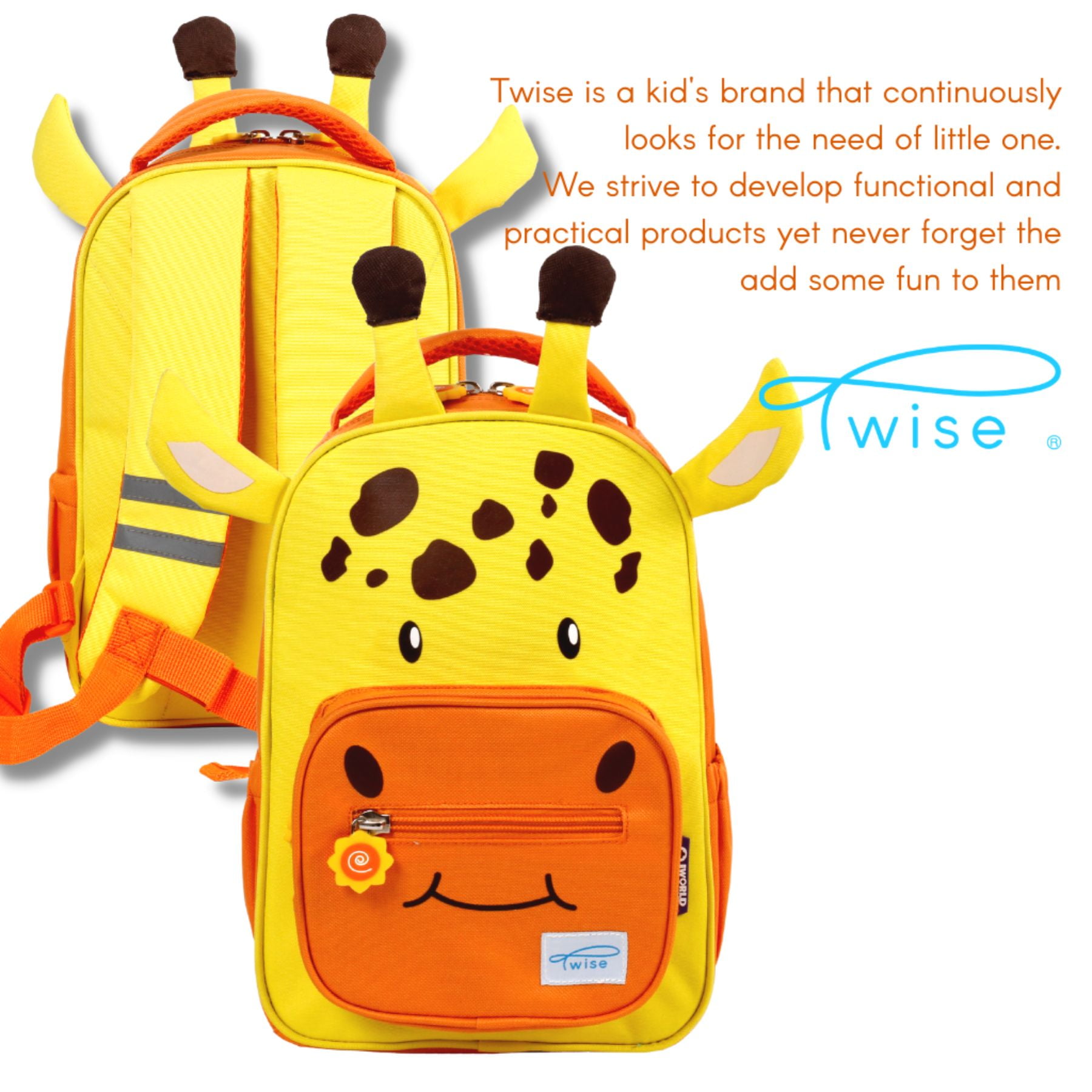 Twise Side-kick 12" Kids, Toddlers Backpack for Preschool, Giraffe