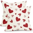 thumbnail image 1 of Housses de Coussin de la Saint-Valentin 16x16 Pouces Ensemble de 2 Cœurs Rouges Housses de Coussin Décoratives pour Extérieur Imprimé Saint-Valentin Rouge et Crème Housses de Coussin pour Décoration de Canapé Maison, 1 of 5