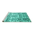 thumbnail image 2 of Ahgly Company Machine Washable Indoor Square Abstract Turquoise Blue Contemporary Area Rugs, 5' Square, 2 of 4