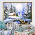 thumbnail image 1 of Designart Winter Bridge In Christmas Village Traditional Floating Frame Wall Art, 1 of 4