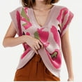 thumbnail image 2 of WRKEKC Women's Retro Strawberry Print Knit Pullover V-Neck Sweater Long Sleeve Vintage British Style Casual Tops Unique Womens Sweater, 2 of 6