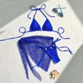 thumbnail image 2 of Erwazi Womens Bikini Sets 3 Piece Swimsuits Solid High Waisted Bathing Suit with Mesh Overlay Skirts, 2 of 6