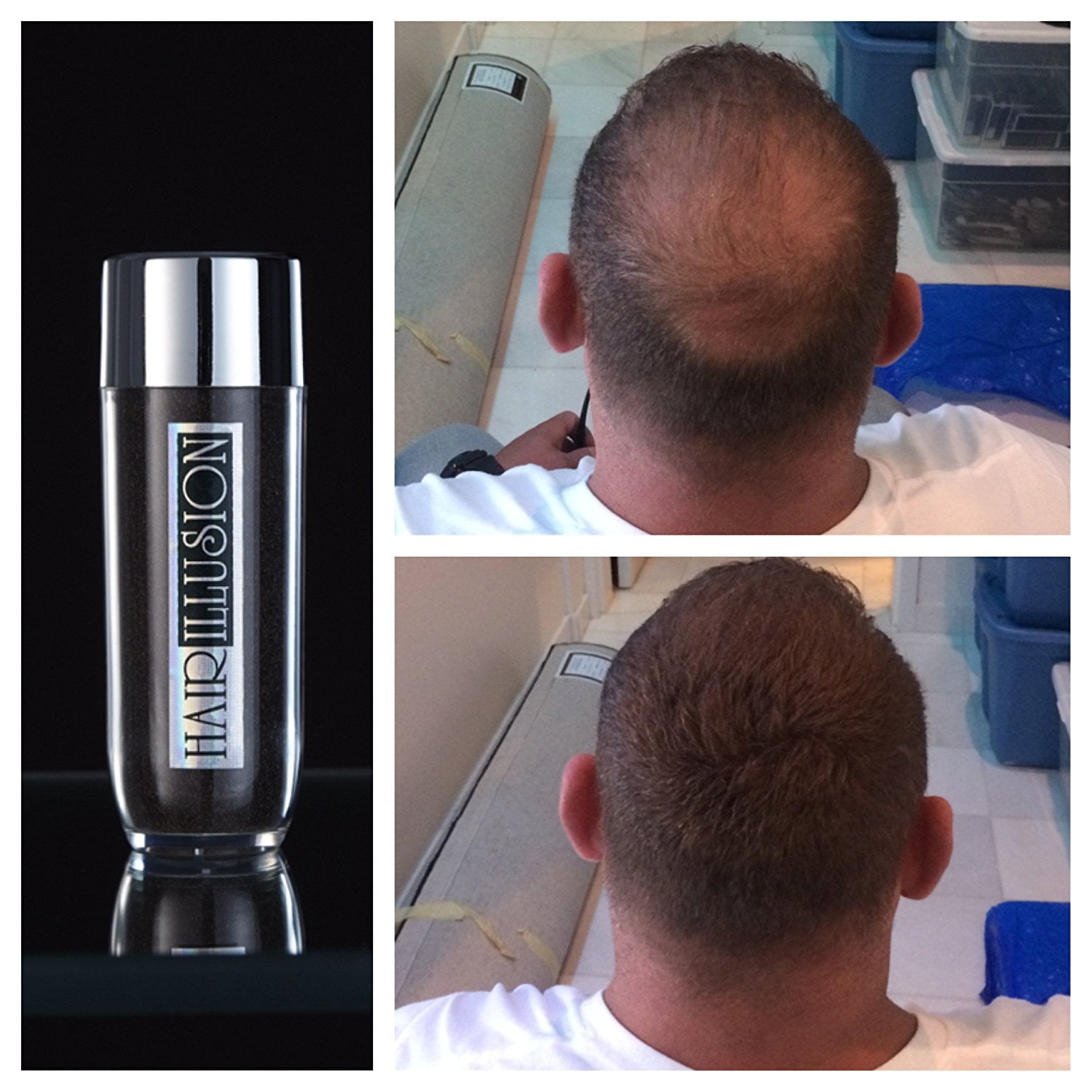 HAIR ILLUSION - 100% Real Human Hair Fibers - Not Synthetic - For Men & Women, Premium Hair Building Formulation, Brown - 38g