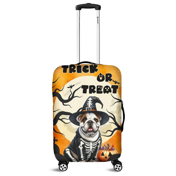 Trick or Treat Bulldog Needs Candy Happy Halloween Night Travel Luggage Cover Dog Lover Gifts Idea Suitcase Dust Protective Decor - 02020