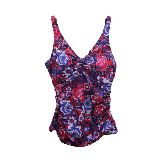 Miraclesuit - Miraclesuit 2-Piece Red/Navy Floral Knot Tankini w/ Swim ...