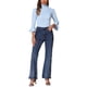 thumbnail image 2 of Suéter de punto delgado con cuello de tortuga y mangas acampanadas 3/4 para mujer Inspire Chic, color azul claro M, 2 of 5