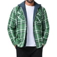 thumbnail image 1 of Chaqueta acolchada con capucha y cremallera INSPIRE CHIC para hombre, con cordón, estilo shacket de cuadros, 2XL, verde oscuro, 1 of 6