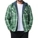 thumbnail image 1 of Chaqueta acolchada con capucha y cordón INSPIRE CHIC para hombre, con cremallera, estilo shacket de cuadros, color verde oscuro, 1 of 6