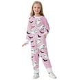 thumbnail image 4 of Girls Outfit Casual Pajama Cute Print Party Girls Valentines Day Outfit,Pink,7Y, 4 of 5