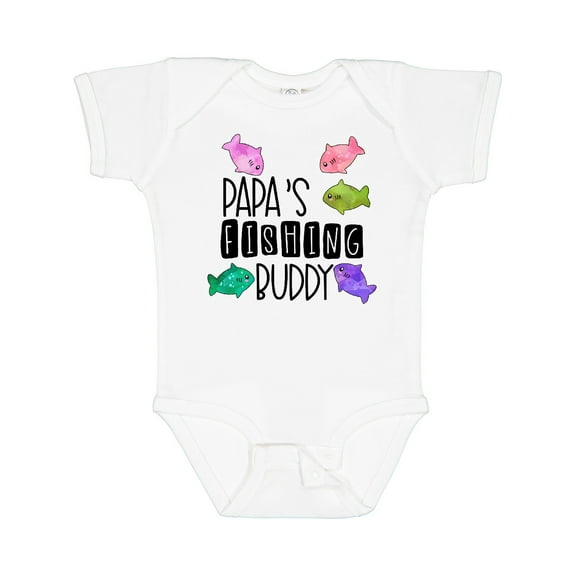 Inktastic Papa's Fishing Buddy with Colorful Fish Boys or Girls Baby Bodysuit