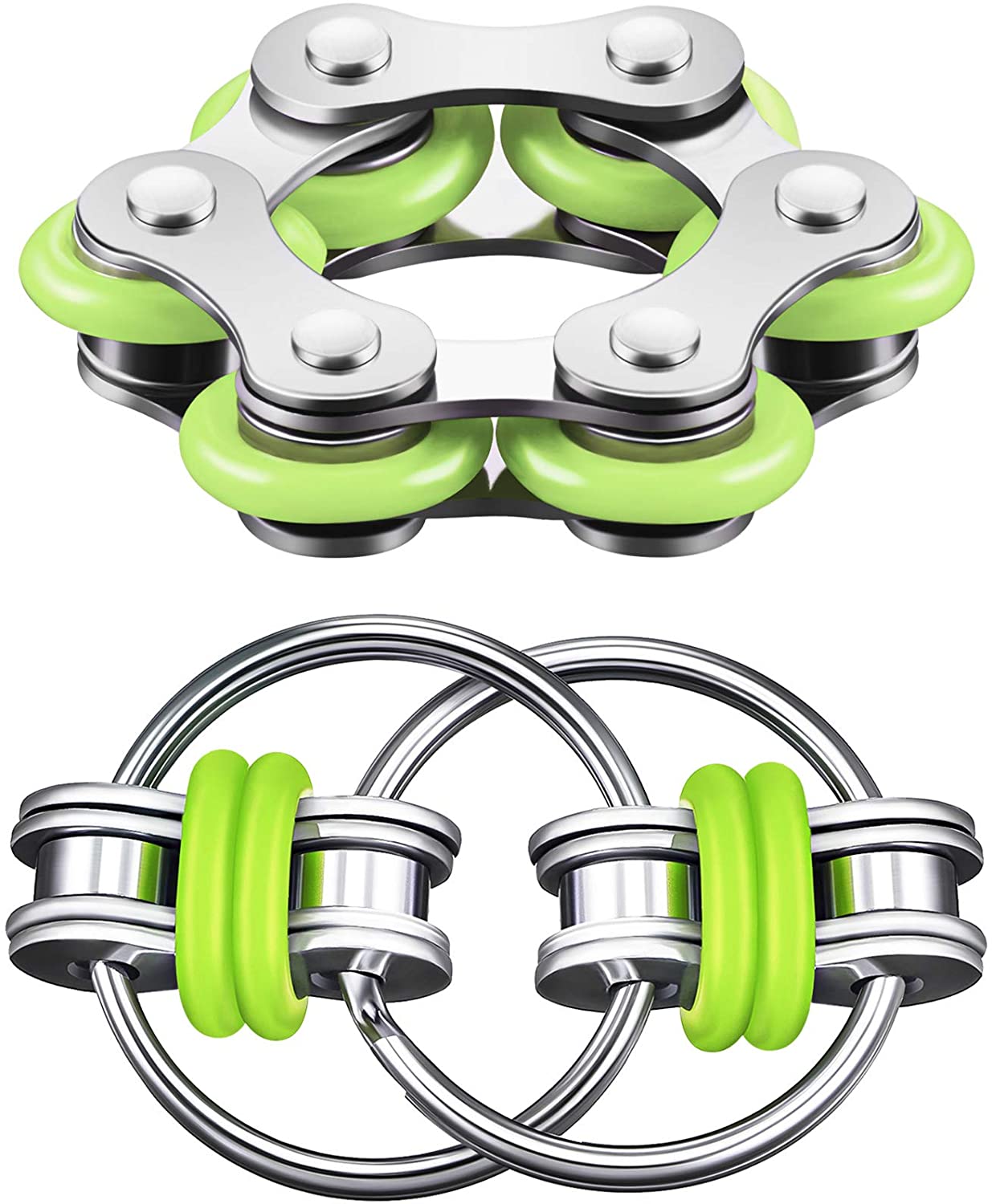 Fidget Toy Set Include Six Roller Chain Fidget and Key Flippy Chain