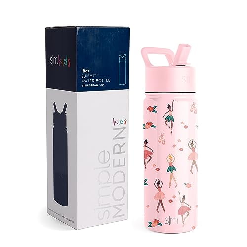 Botella de agua Simple Modern Summit Kids con tapa de pajita aislante