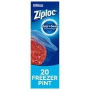 Ziploc Brand Pint Freezer Bags with Grip 'n Seal Technology, 20 Count