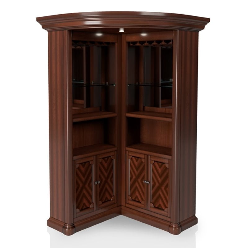 Furniture of America Myron Traditional Corner Home Bar in Dark Cherry -  