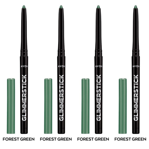 Avon Ultra Colour Glimmerstick Retractable Eyeliner, FOREST GREEN, Waterproof & Smudge-Proof Glide-On Eye Makeup, SET OF 4, 0.01 oz / 0.28 g Each