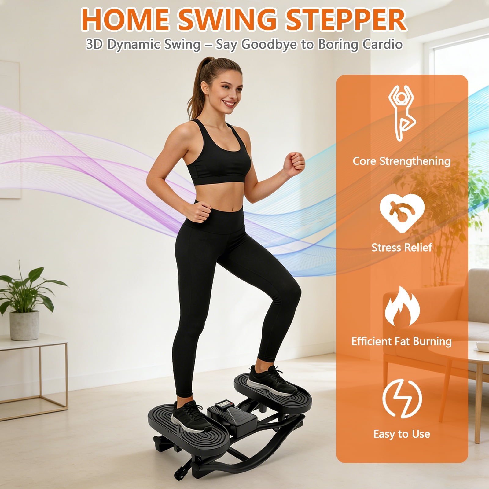 Rock Stepper Machine - the Rock Stepper Side to Side Lateral Rocking Stepper with Digital Monitor & Resistance Bands, Home Workout Machine for Legs, Glutes,Waist& Cardio