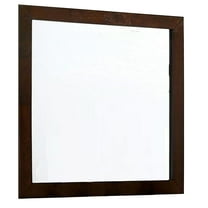 Ryla Dresser Mirror, 38 Inch Square, Dark Cherry Brown Solid Wood