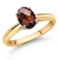 thumbnail image 2 of Gem Stone King 10K Yellow and White Gold Red Garnet Solitaire Engagement Ring for Women (1.53 Cttw, Oval Checkerboard 8X6MM, Gemstone January Birthstone, Available in Size 5, 6, 7, 8, 9), 2 of 4