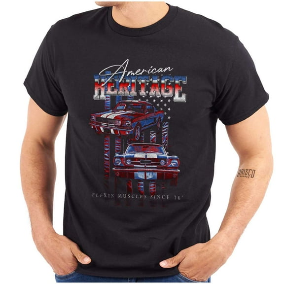 American Heritage US Flag Muscle Car Men's Graphic T Shirt Tees Brisco Brands S