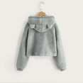 thumbnail image 4 of SEAOPEN Girl's Cute Ear Crop Tops Long Sleeve Causal Plain Hoodie Sweatshirt Shirt under 10 Gray,10 Years, 4 of 5