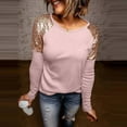 thumbnail image 3 of Womens Sequin Raglan Long Sleeve Tops Fashion Party Shimmer Sweatshirts Sparkly Patches Crewneck Party Shiny Blouses, 3 of 5