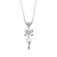 thumbnail image 2 of Delight Jewelry Silvertone Trefoil Key with AB Crystals Silver tone Bow Heart Necklace, 2 of 4