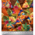 thumbnail image 1 of Soimoi Rayon Fabric Check,Leaves & Tropical Flower Decor Fabric Printed Yard 56 Inch Wide, 1 of 1