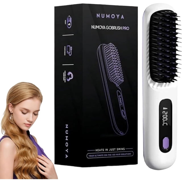 Numoya Go Brush Pro, New Numoya Portable Straightener Brush, Fast ...