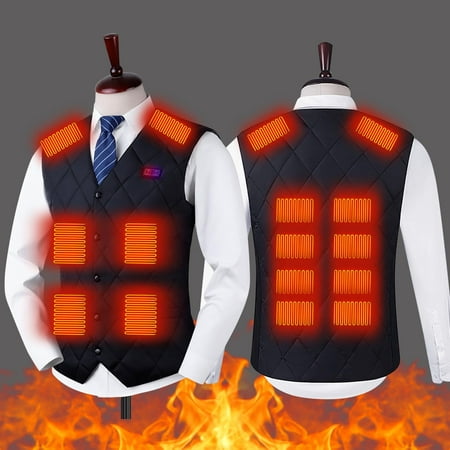 guisaled Heated Vest for Men Rechargeable USB 2 Heated Levels 16 Heating Zones Lightweight Warm Heated Jackets Button Up Dressy Winter Coats Cyber and Monday Sales