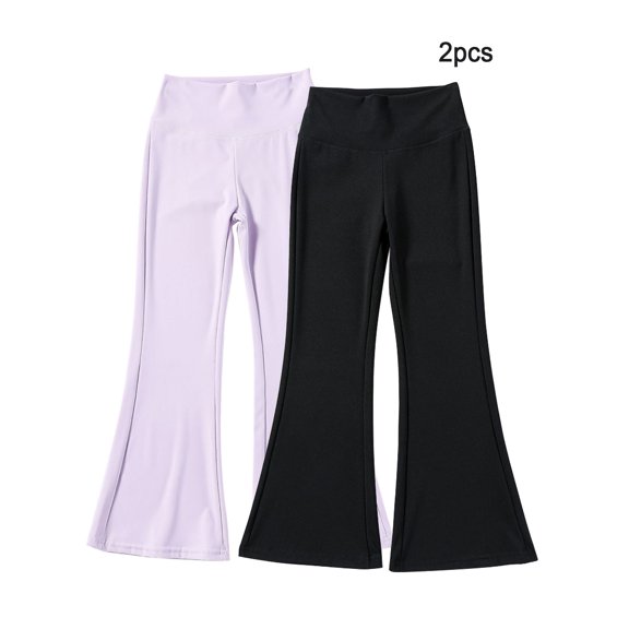 Ingzy 2-Pack Girls High Waisted Bell Bottoms Stretch Yoga Leggings Athletic Casual Pants