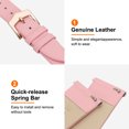 thumbnail image 4 of Correas de reloj de cuero genuino rosa de 18 mm de Uxcell con hebilla de oro rosa para mujeres, 4 of 6
