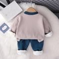 thumbnail image 4 of Godderr Kids Toddler Autumn Winter Sweatsuit Sweatpants Outfit for Boys,5M-5Y Baby Thick Fleece Sweatshirt Set Infant Cute Pullover Track Suits Warm Pajamas, 4 of 7