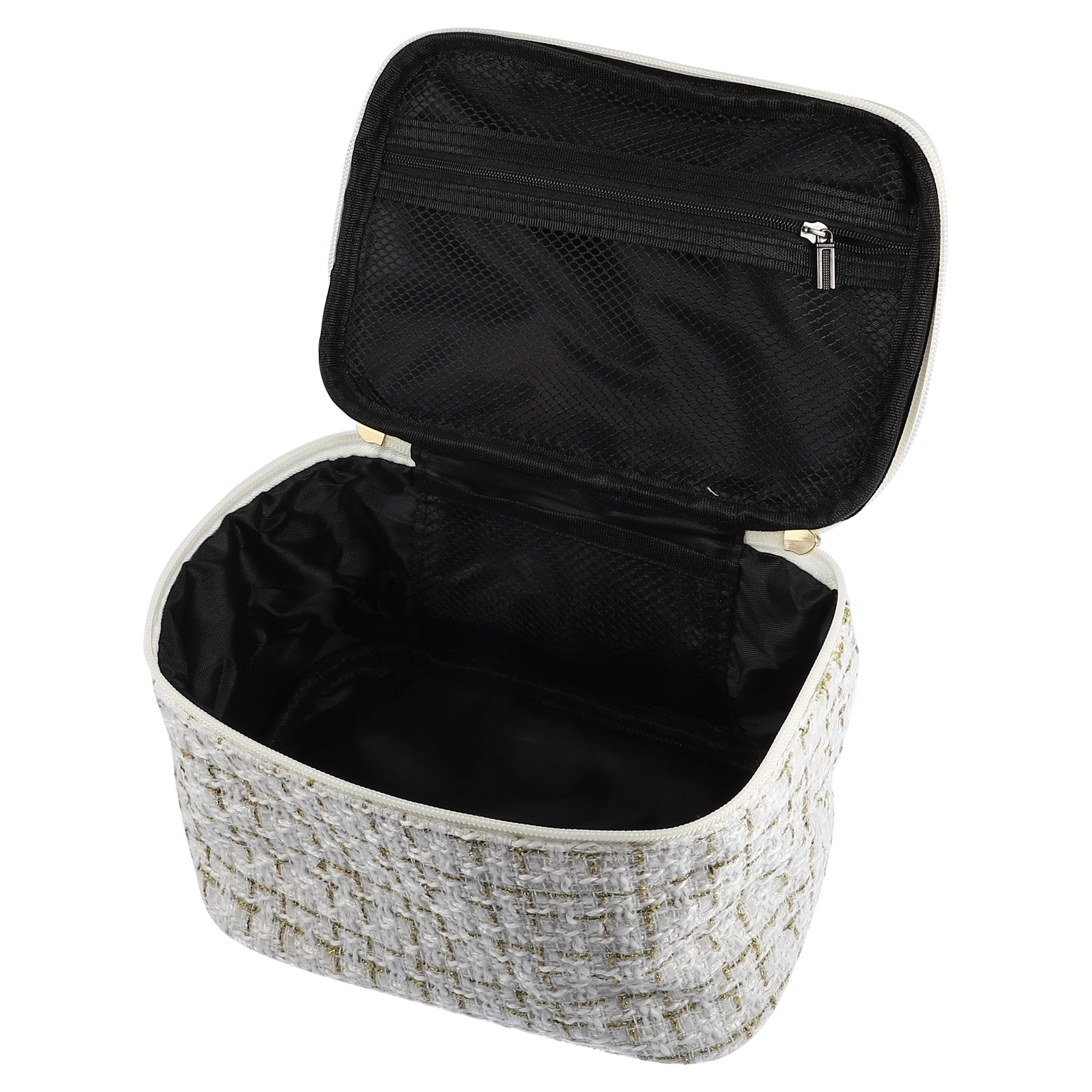 Unique Bargains Floral Makeup Bag Zipper Flower Cosmetic Pouch White