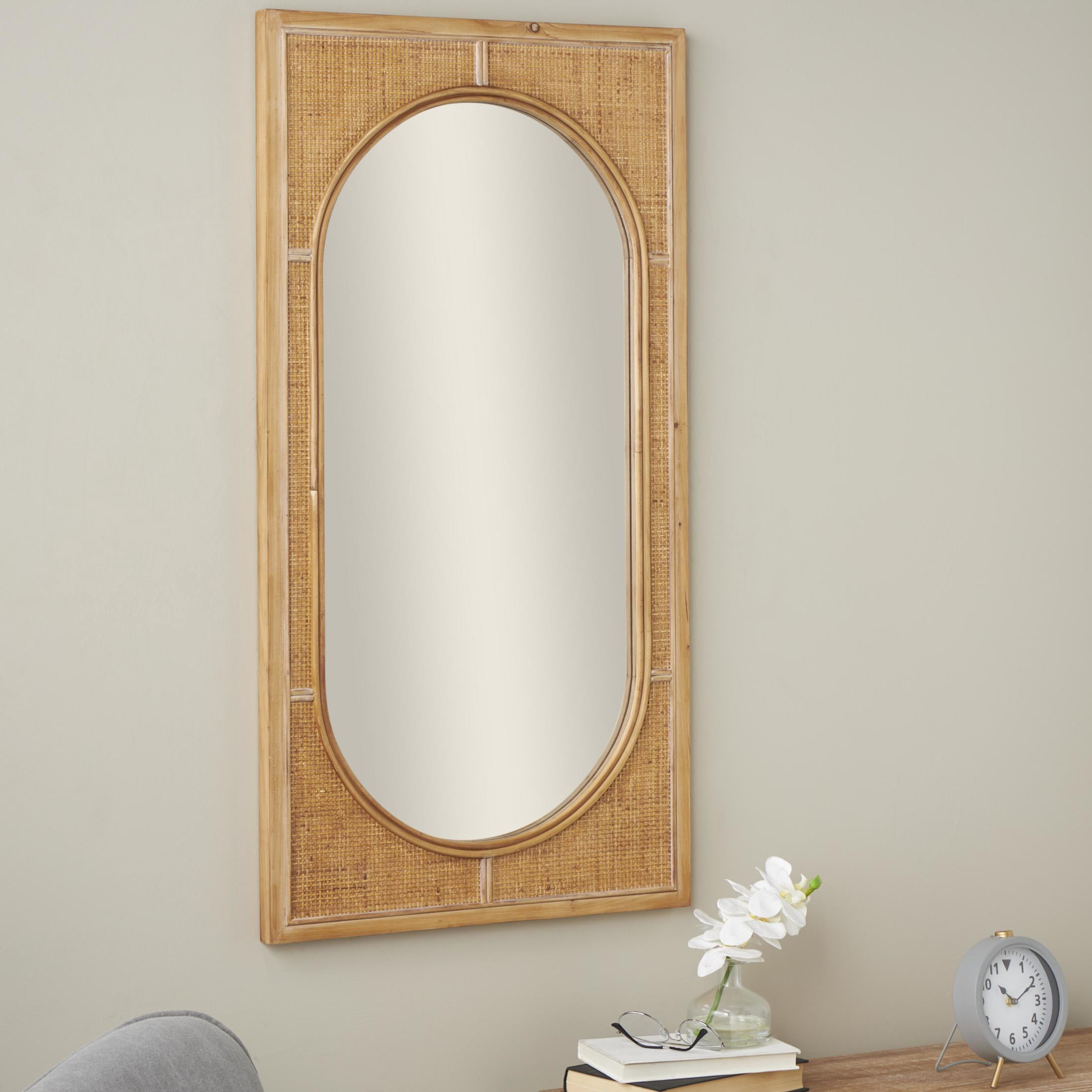 DecMode 22" x 42" Brown Wall Mirror with Oval Center