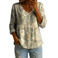 thumbnail image 5 of Women's Tops, Tees & Blouses Long Sleeve Full Print Bubble Wrinkled Retro Art Button Down Breathable Shirts Business Casual Tops for Women bovemsi, 5 of 6