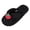 Slippers # Black, variant on Womens House Slippers Open Toe Thong Fluffy Flip Flop Slides Sweet Strawberry Applique Ribbed Plush Indoor Scuff Footwear