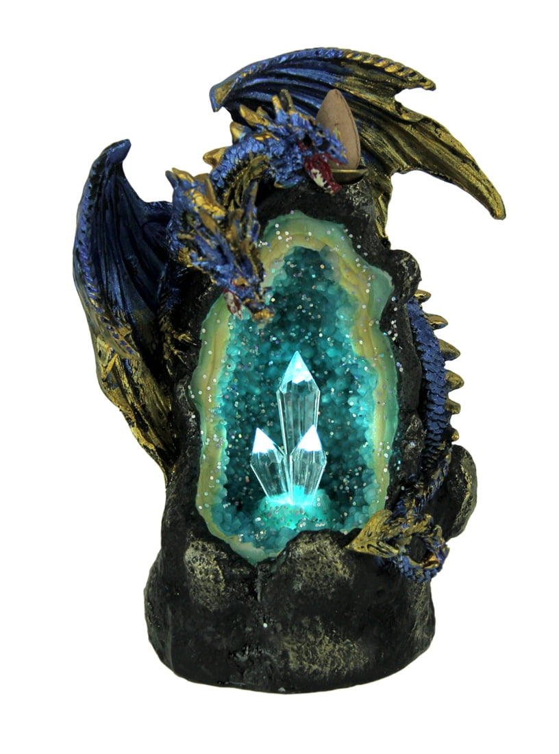 Blue Dragon LED Crystal Geode Incense Backflow Burner