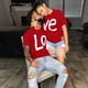 thumbnail image 1 of Pntutb Mujeres Parejas Amante Manga Corta O-cuello Carta de Amor Imprimir Camisetas tops Blusas Pntutb Pntutb-5473, 1 of 9