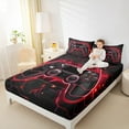 thumbnail image 4 of Feelyou 3D Video Gamepad Bed Sheets for Kids, Modern Gaming Gamer Player King Sheets, Red Neon Honeycomb Sheet Set, Breathable Home Decor, 4pcs, 4 of 7