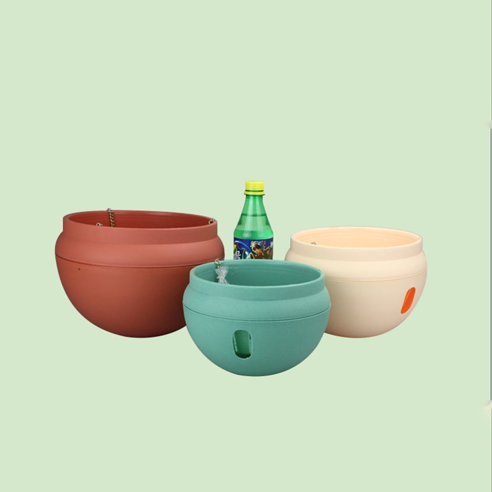 2 pcs Hanging Flowerpot Plastic Planter Decorative Plant Orchid Hanging Pot with Chain - Size S (Green)