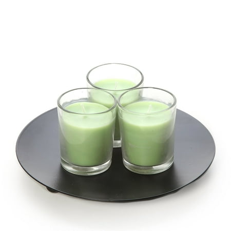 Patio Gift - Hosley Premium, Highly Scented Set of 8, Fresh Bamboo, Essential Oils, Votive Candles in Clear Glass. Burns upto 12 hours each. Great Gift for Home, Patio, Gardens