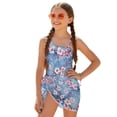 thumbnail image 2 of SEANATIVE 7-8 Year Kid Girl Swimsuit with Mesh Skirt Coverup One Piece Bathing Suit Comfortable Stretch Summer Swimwear with Adjustable Strap, Floral Pink Blue, 2 of 7