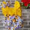 thumbnail image 5 of Ensemble de Tenue 2 Pcs pour Nouveau-Née Fille, Barboteuse à Manches Volantées à Imprimé Floral et Bandeau Assorti, 5 of 5