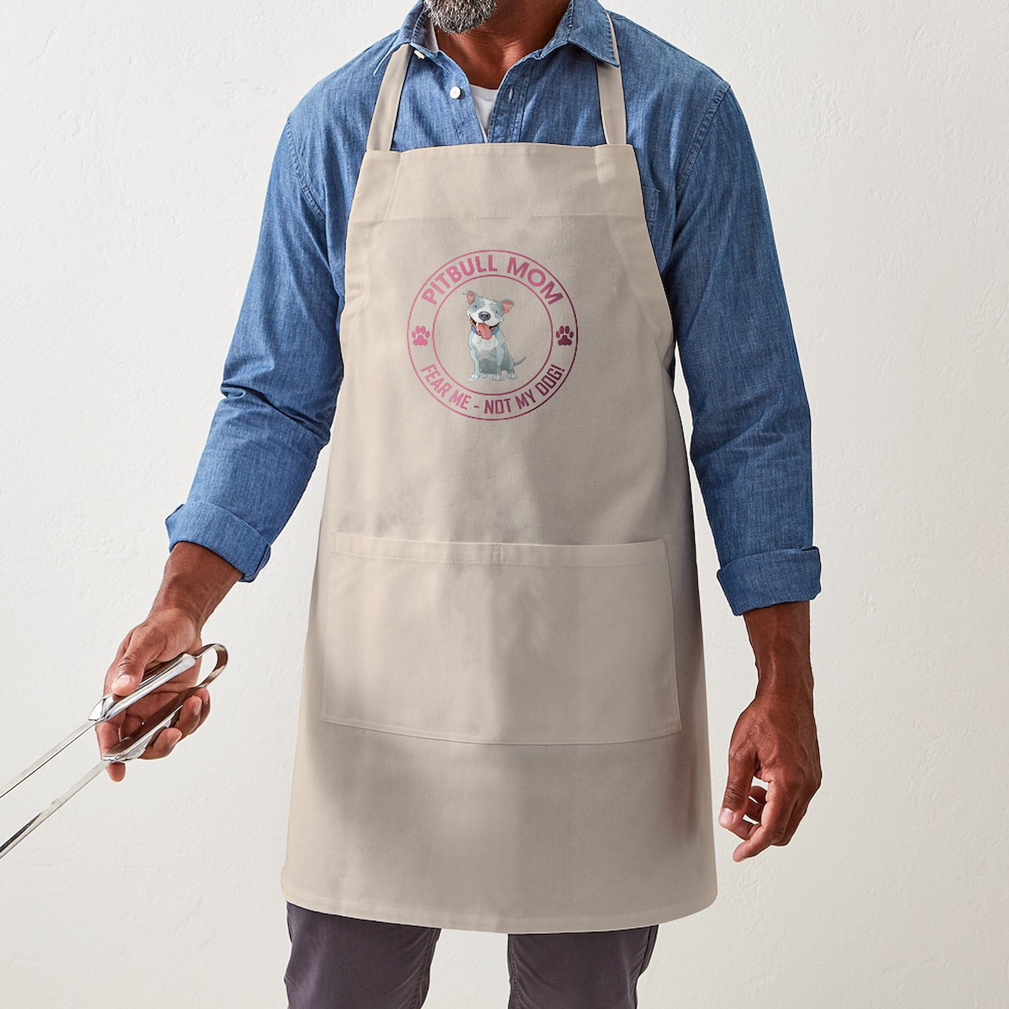 CafePress - PITBULL MOM Light - Kitchen Apron with Pockets, Grilling Apron, Baking Apron