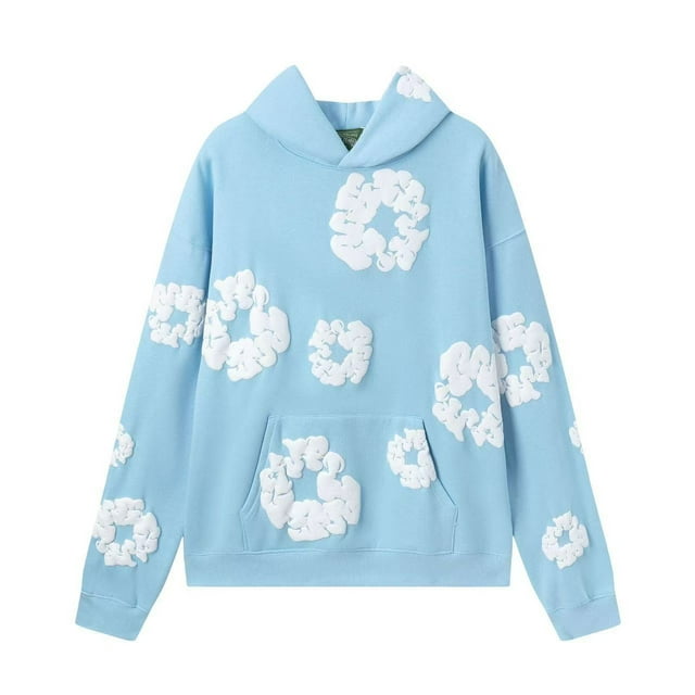 Traje de sudadera con capucha estilo hip-hop callejero y a la moda de estilo estadounidense de Denim Tears, conjunto versátil de sudadera y pantalones deportivos para hombre,L